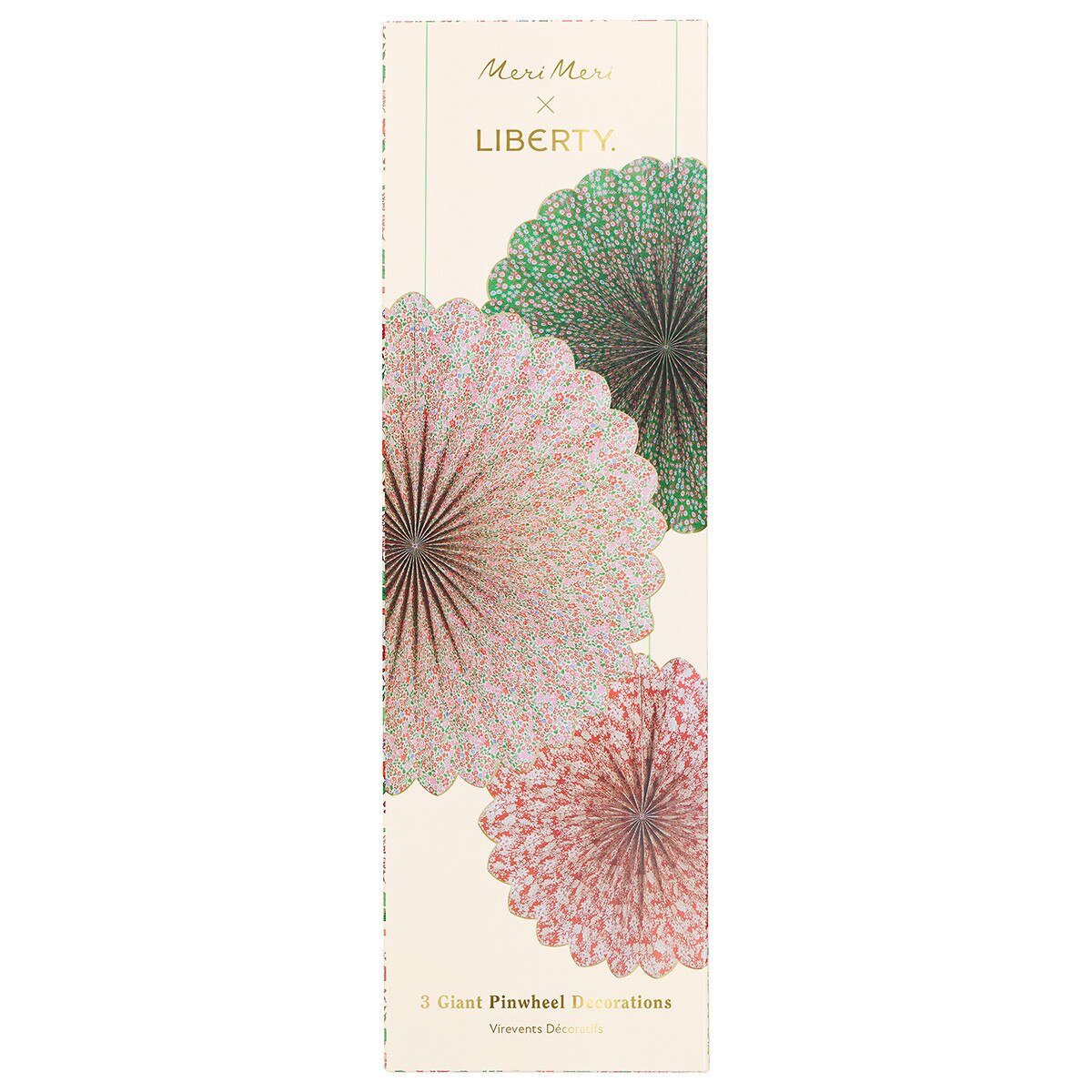Meri Meri x Liberty Red & Green Giant Pinwheels wheels (x 3)