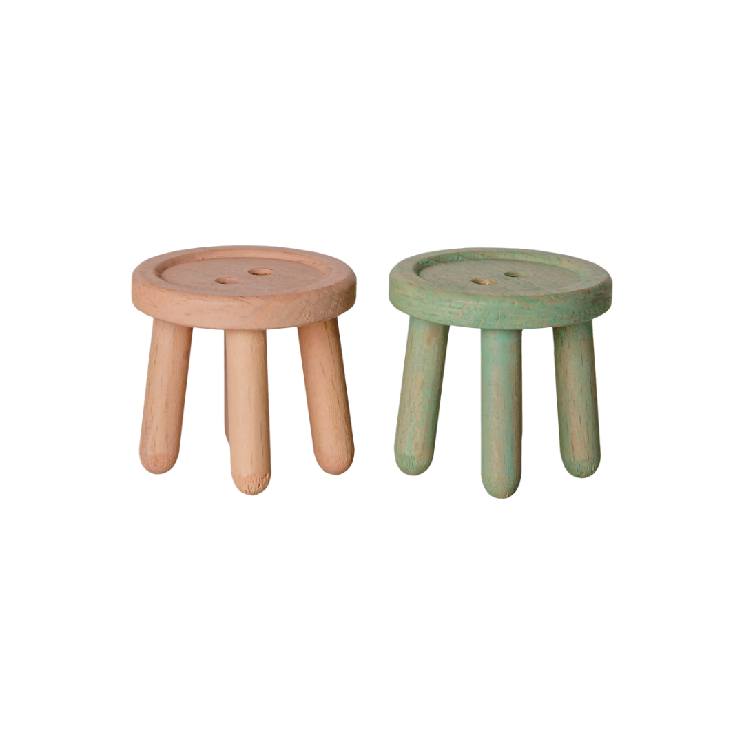 Maileg Stool set, Mouse - Light rose/Light mint