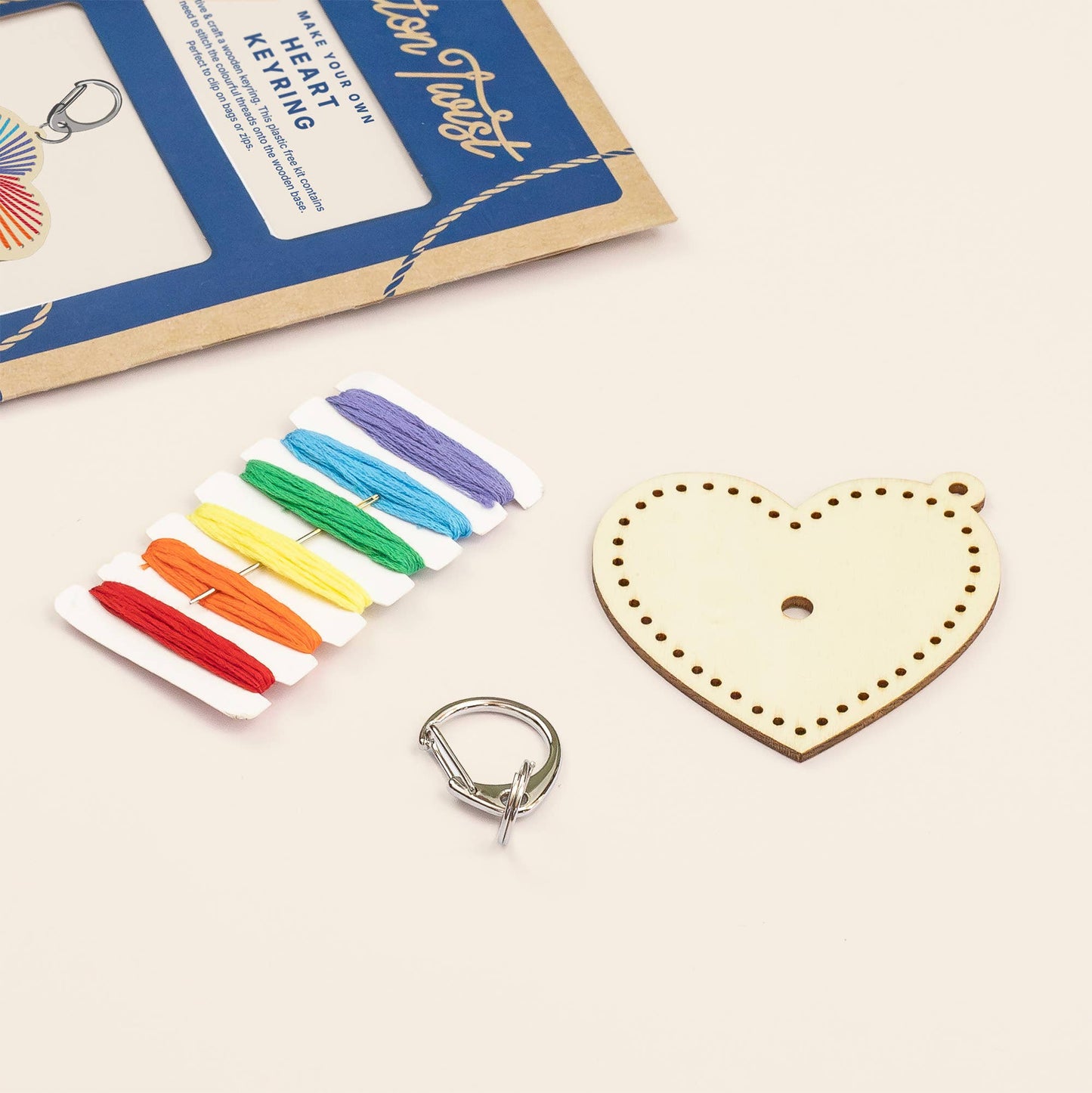 Cotton Twist (WE PREPAY ALL USA DUTIES) - Heart Keyring Craft Kit