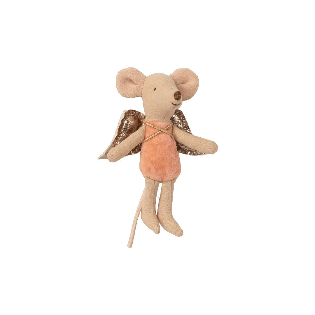 Maileg pink fairy mouse with metallic wings