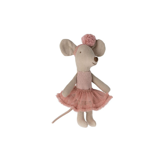 Maileg FW23 little sister mouse with a rose pink tutu
