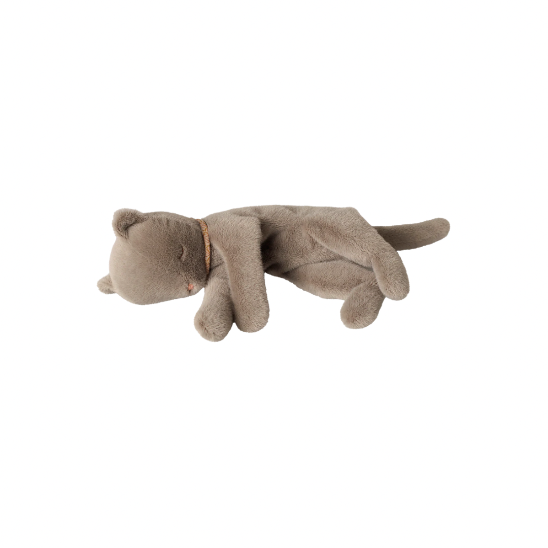 Maileg Sleeping kitten plush, Medium - Grey