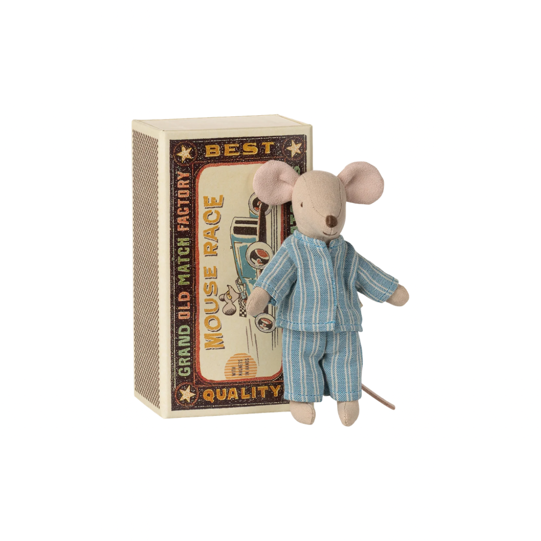 Maileg Big Brother Mouse in matchbox, Blue stripe