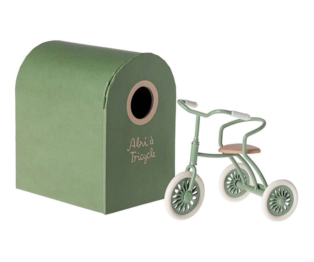 Maileg Tricycle Mouse Gift Set - Mint/Blue