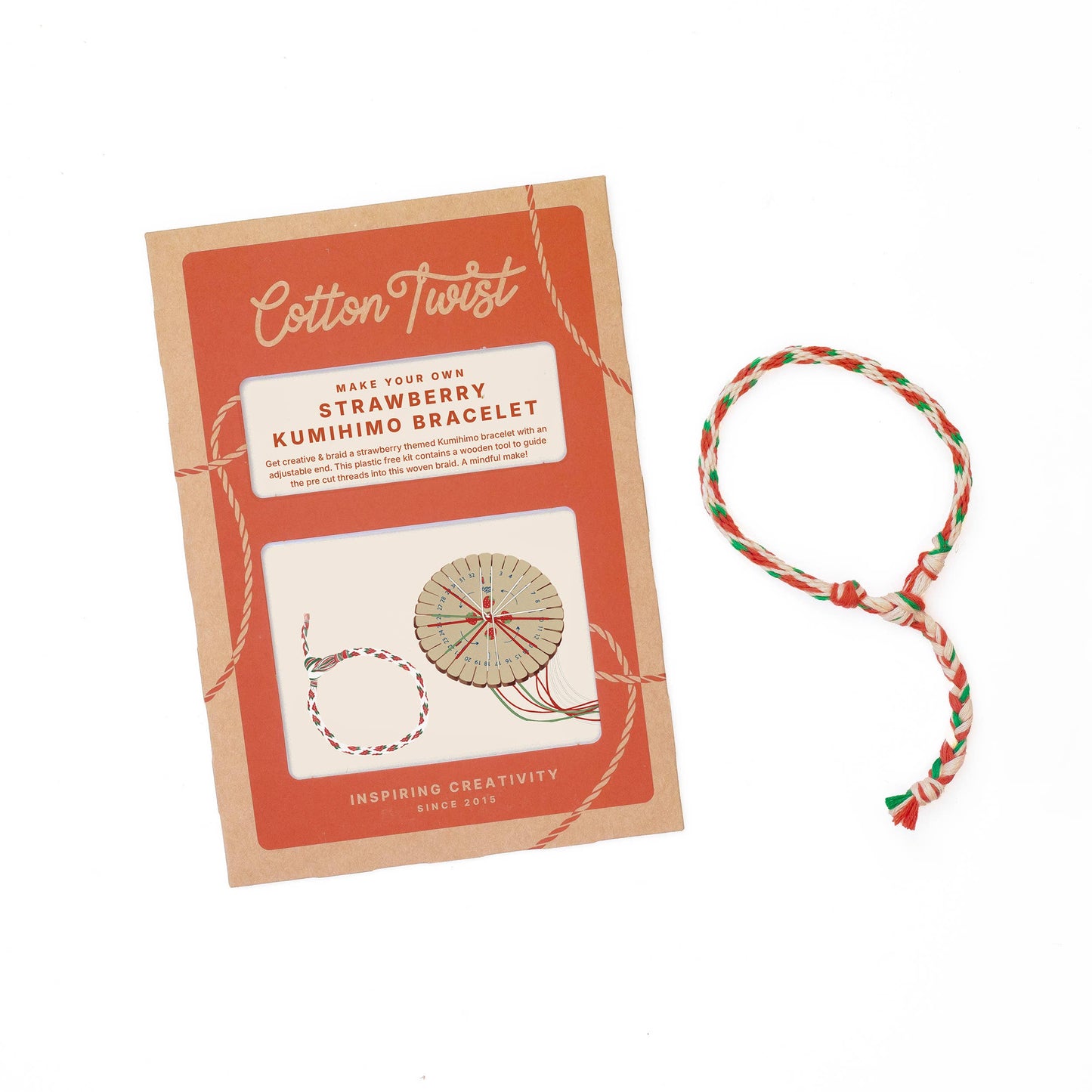 Cotton Twist (WE PREPAY ALL USA DUTIES) - Make Your Own Strawberry Kumihimo Bracelet Kit