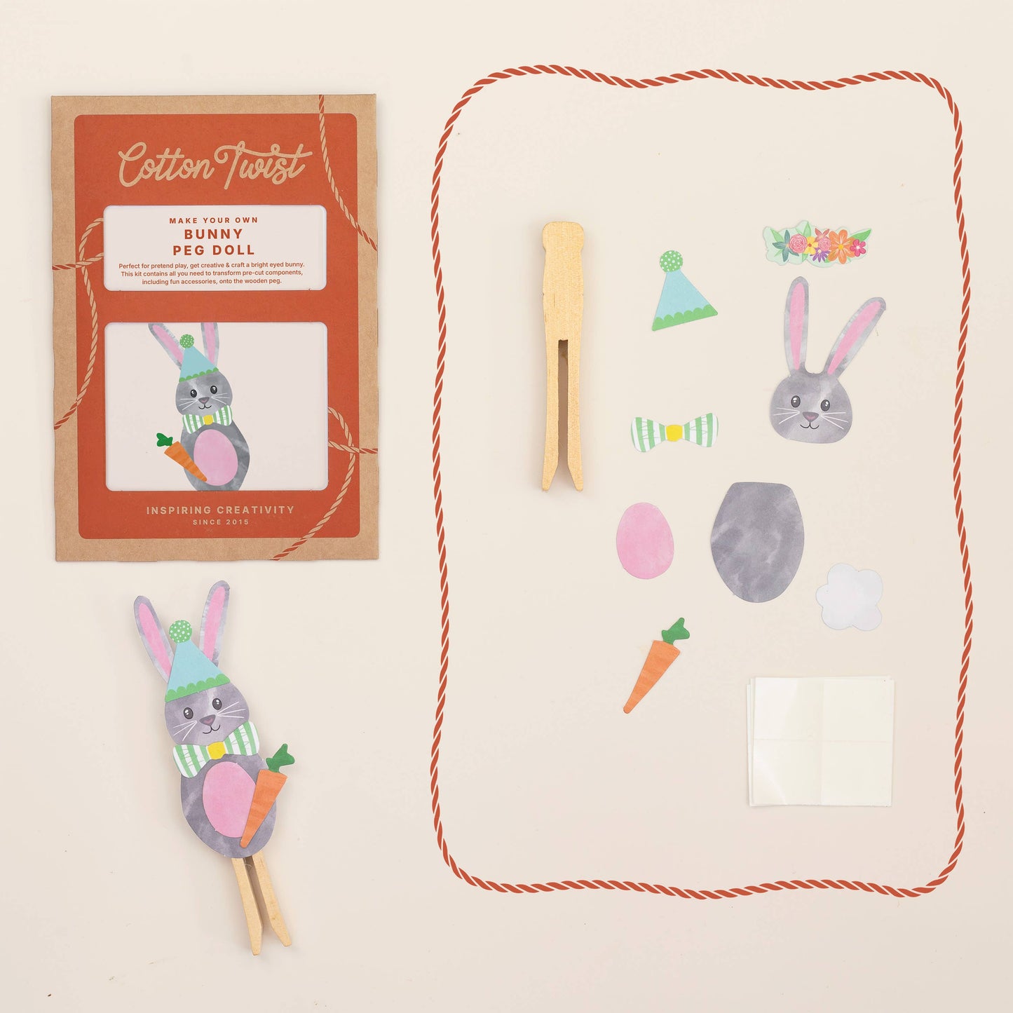 Cotton Twist Make Your Own Bunny Peg Doll Kit – Mouse in a Box