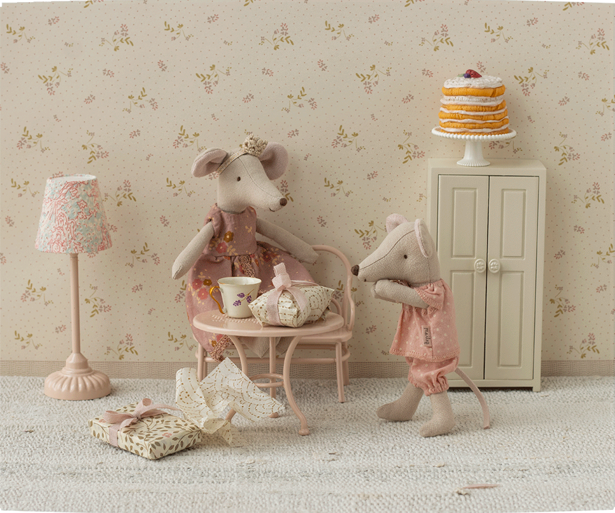 Maileg Big sister mouse in matchbox, Pink Spotty Outfit