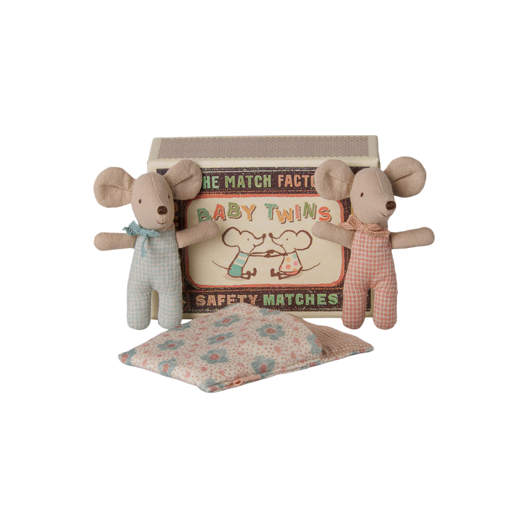 Maileg Twins, Baby mice in matchbox - Checker