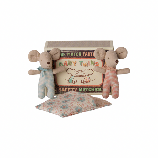 Maileg Twins, Baby mice in matchbox - Checker