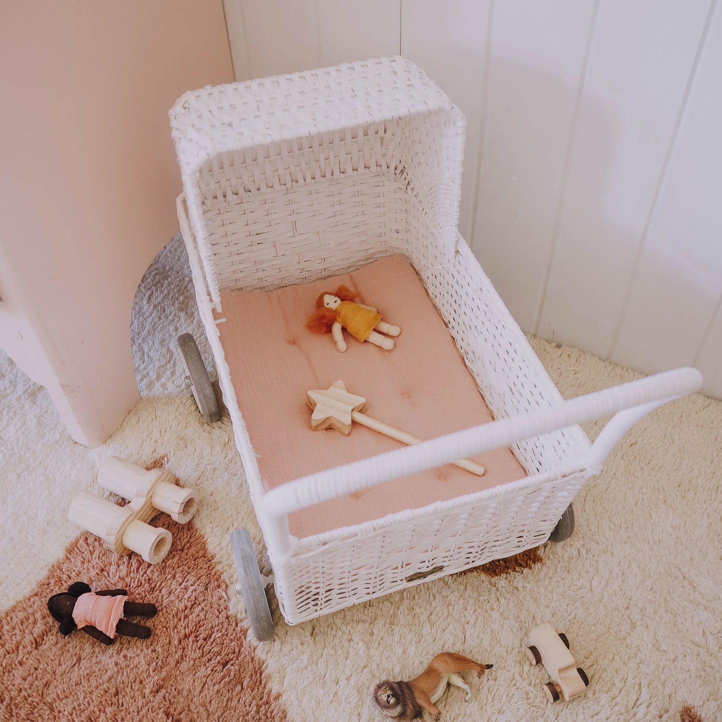 Olli Ella Cotton Strolley Mattress - Seashell Pink