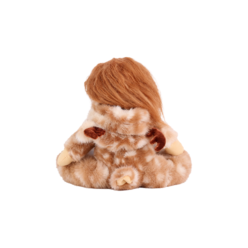 Olli Ella Dinky Dinkum Riley Reindeer soft toy in Christmas stocking for festive holiday gift giving