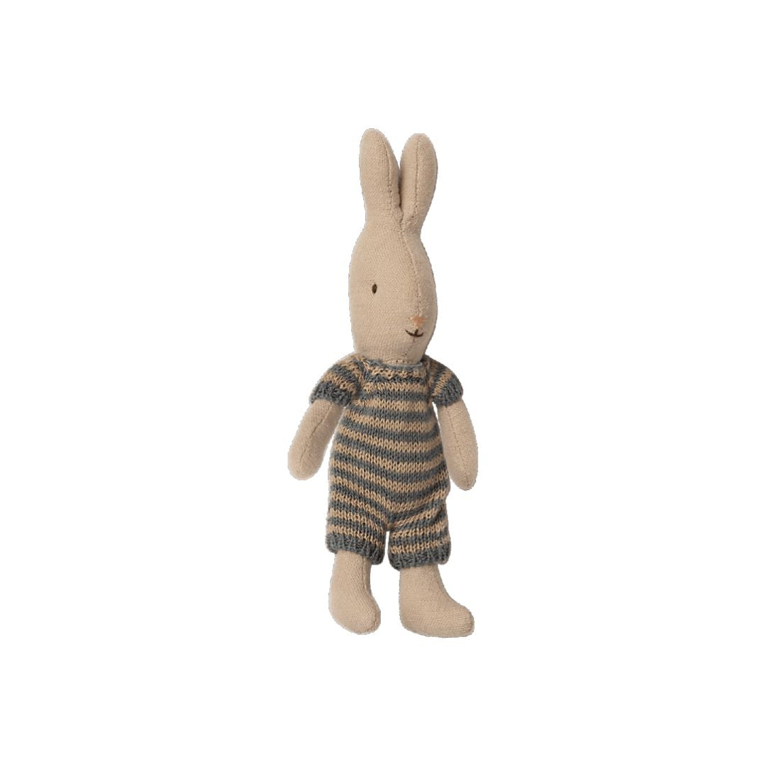 Maileg micro rabbit with dark blue outfit