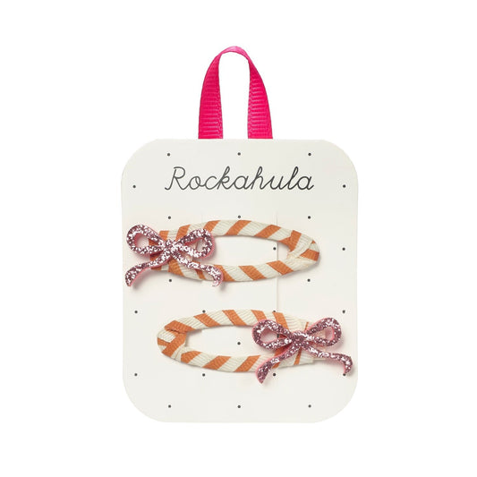 Rockahula Stripy Glitter Bow Clips