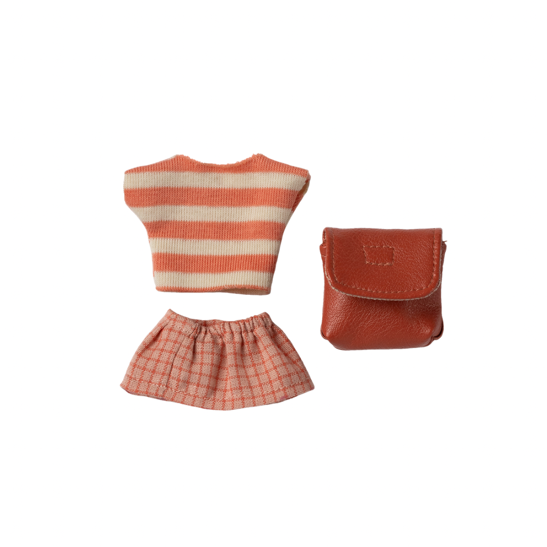 Maileg Clothes and bag, Big sister mouse - Coral