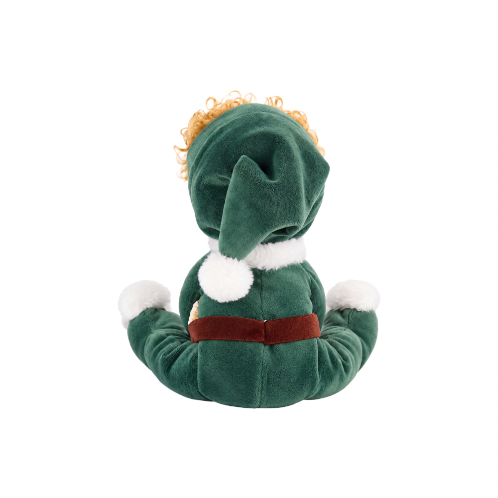 Olli Ella Ezra Elf Dinky Dinkum mini doll posed sitting up  with hat elf up for festive Christmas pretend play