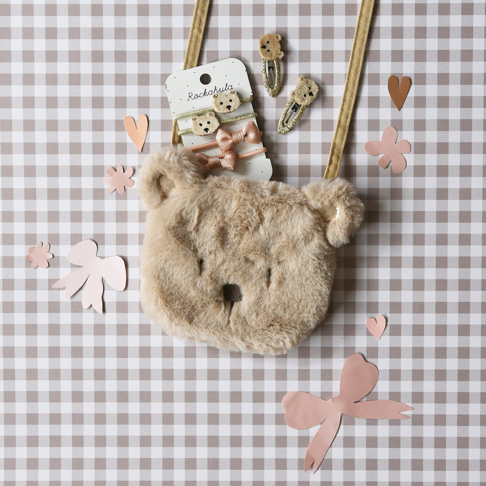 Rockahula Kids Teddy Bear Bag | Soft Brown Faux Fur Crossbody Teddy ...