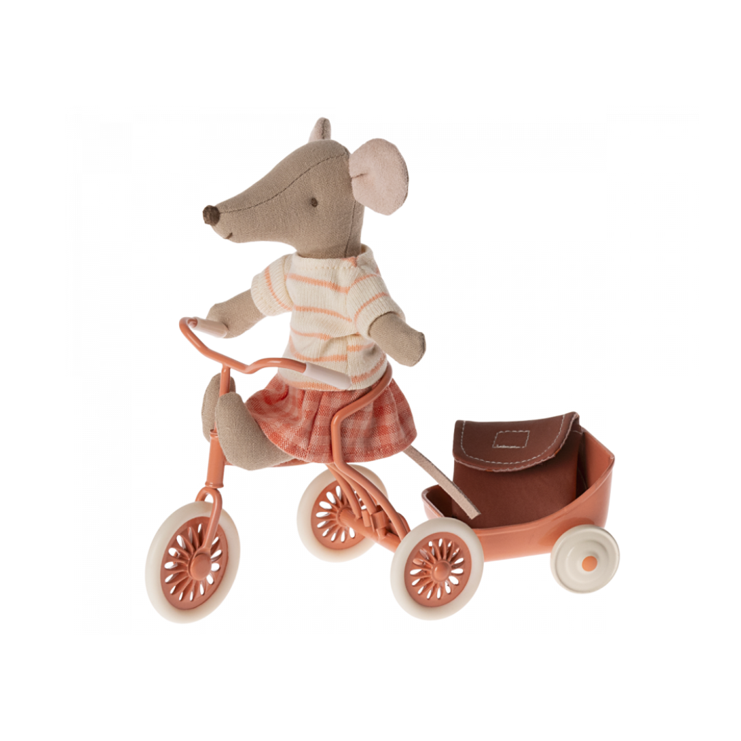 Maileg SS24 Tricycle Mouse Gift Set - Coral (DUE END JUNE)