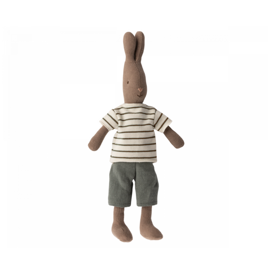 Maileg Rabbit size 2, Brown - Striped top and pants