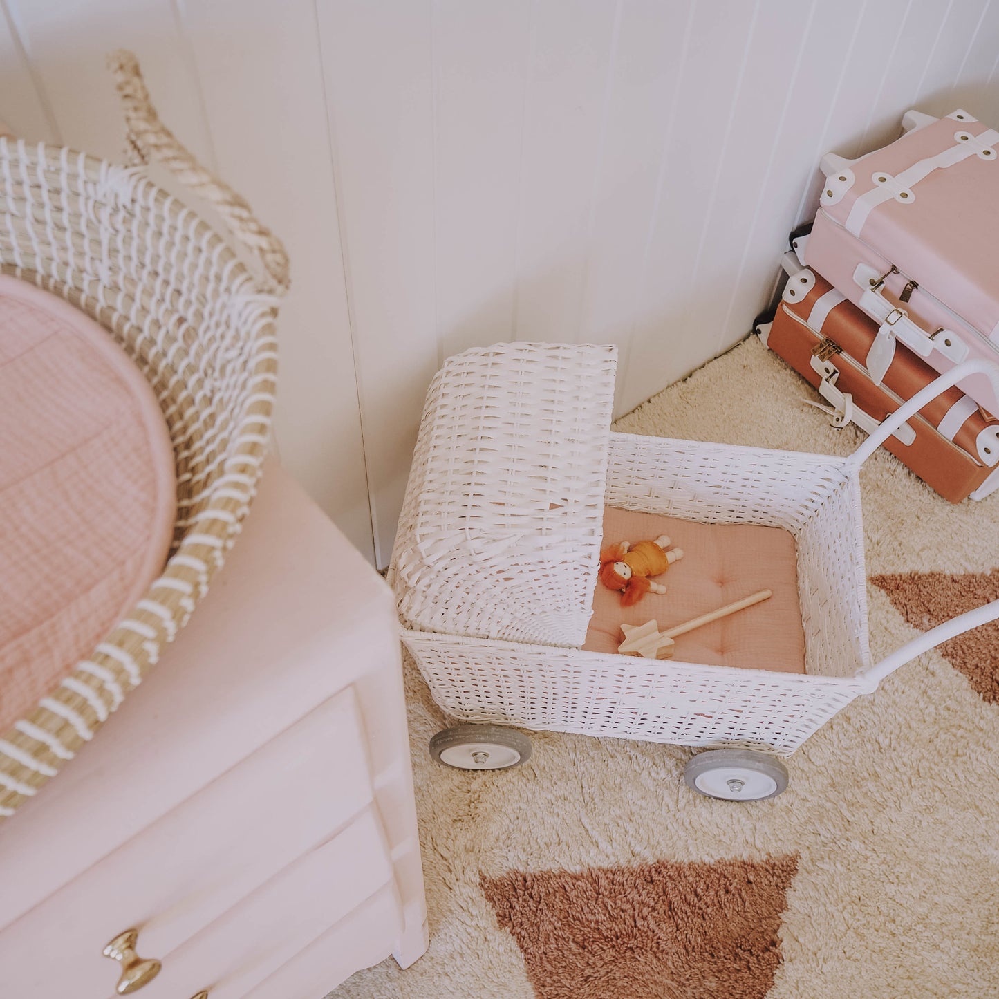 Olli Ella Cotton Strolley Mattress - Seashell Pink