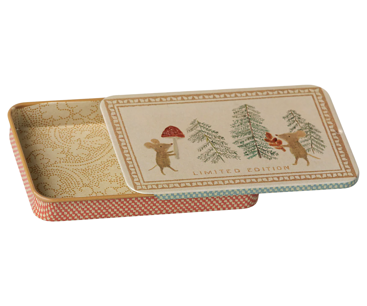Maileg Metal box w. sliding lid - Christmas mice