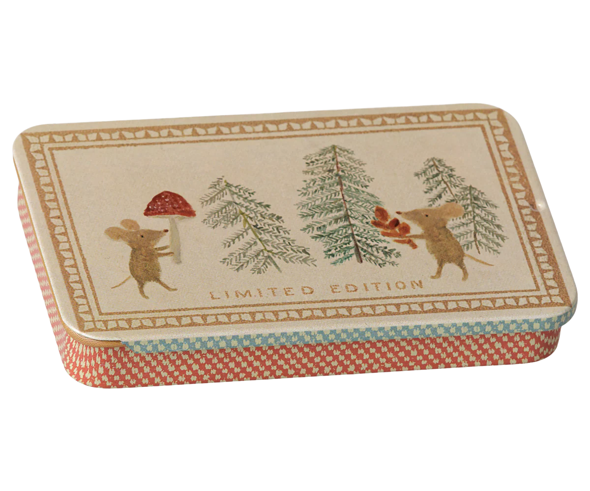 Maileg Metal box w. sliding lid - Christmas mice