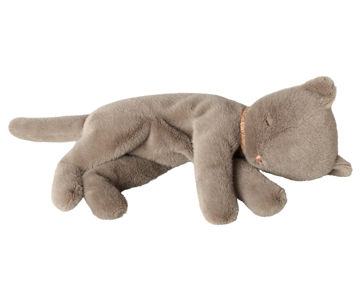 Maileg Sleeping kitten plush, Medium - Grey