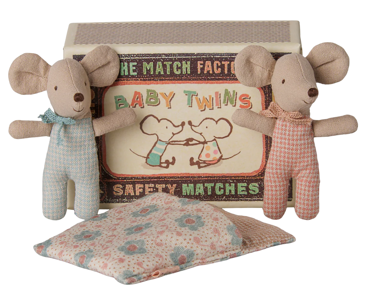 Maileg Twins, Baby mice in matchbox - Checker