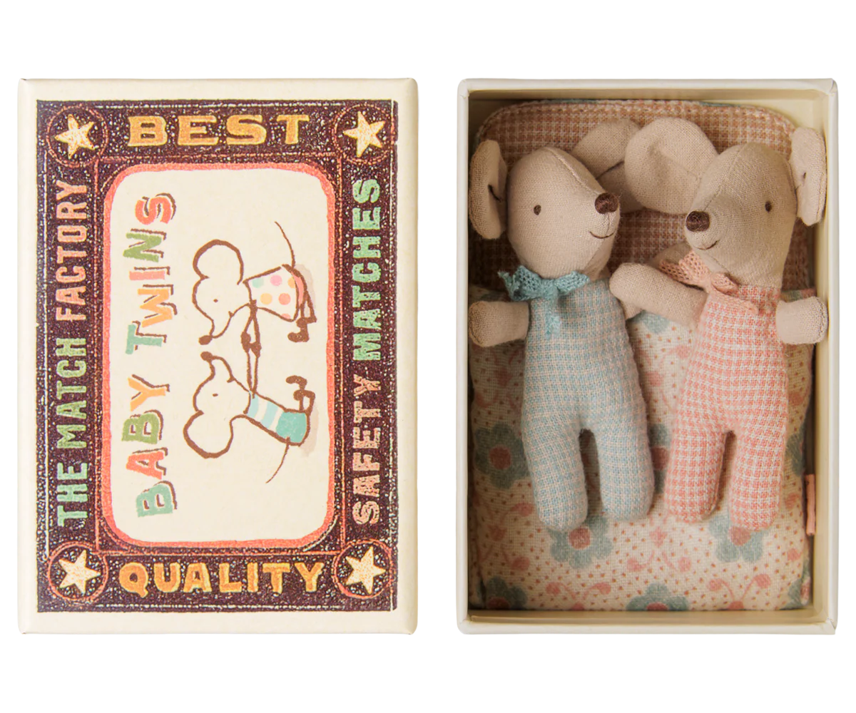 Maileg Twins, Baby mice in matchbox - Checker