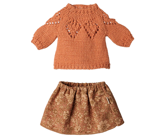 Maileg Skirt and knitted sweater - Medium mouse