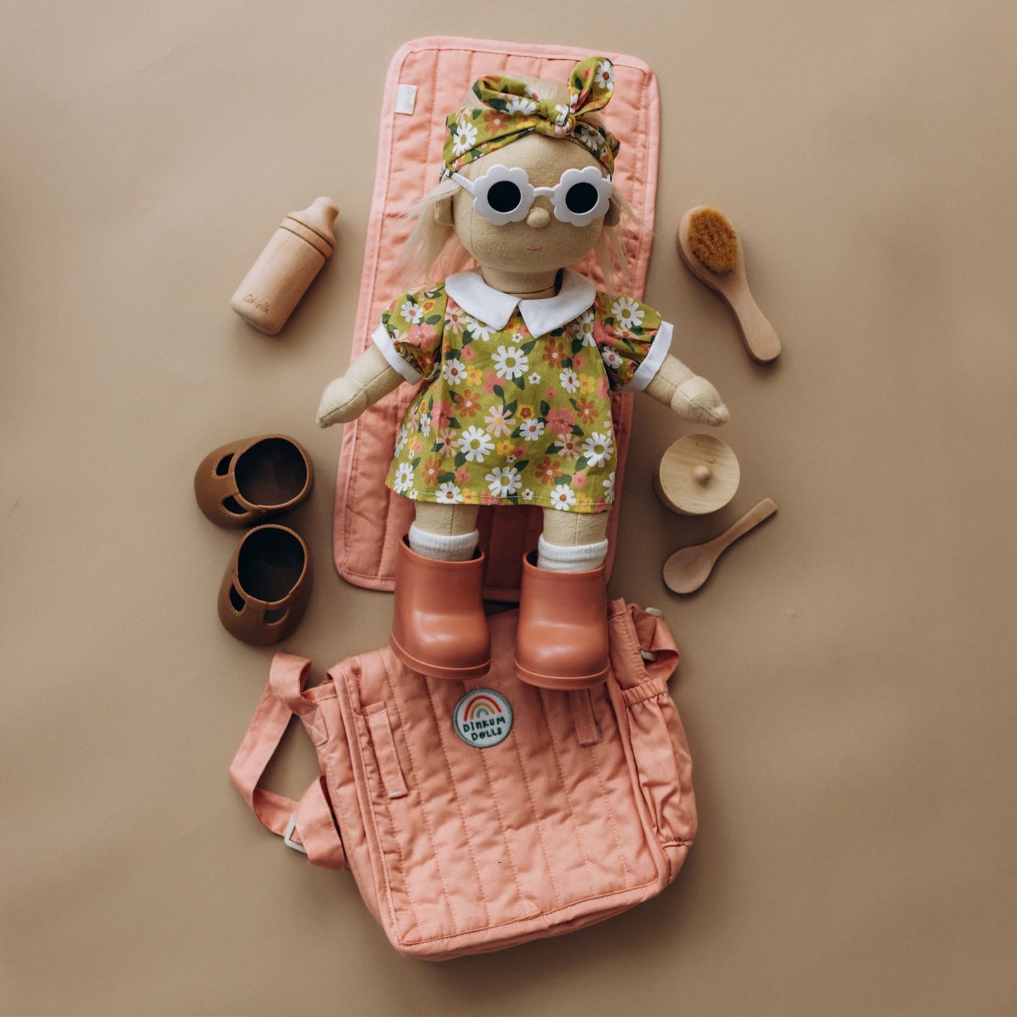 Olli Ella Carrie Convertible Changing Set - Rose