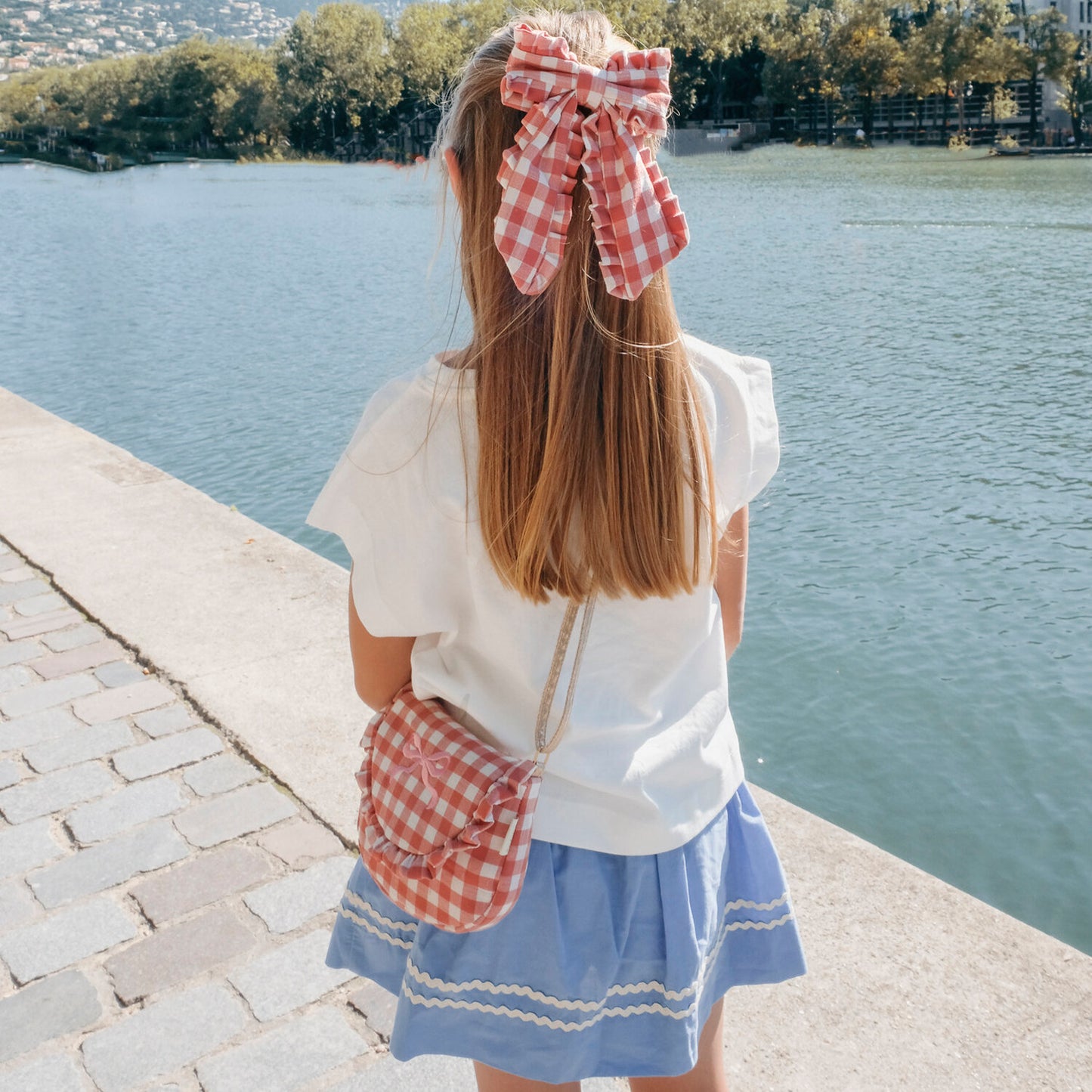 Rockahula Gingham Ruffle Long Bow Clip