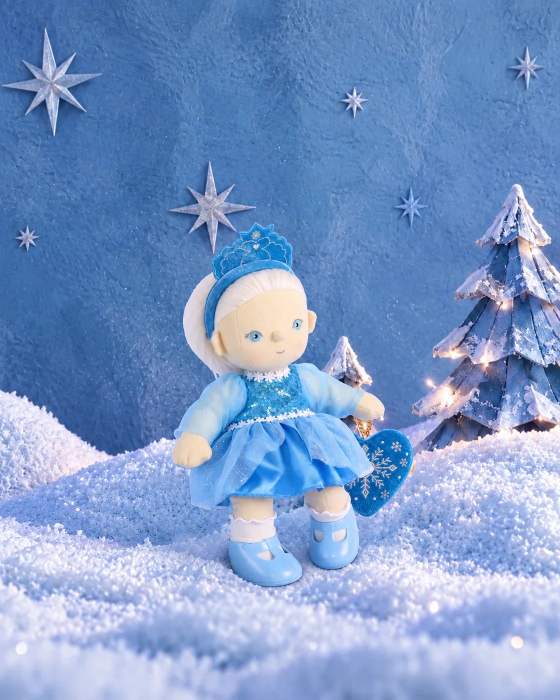 Olli Ella Holiday Hollow Christmas collection featuring Elsie Ice Dream Dinkum Doll and festive holiday accessories, Ice Princess Doll