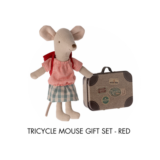 Maileg Tricycle Mouse Gift Set, Red