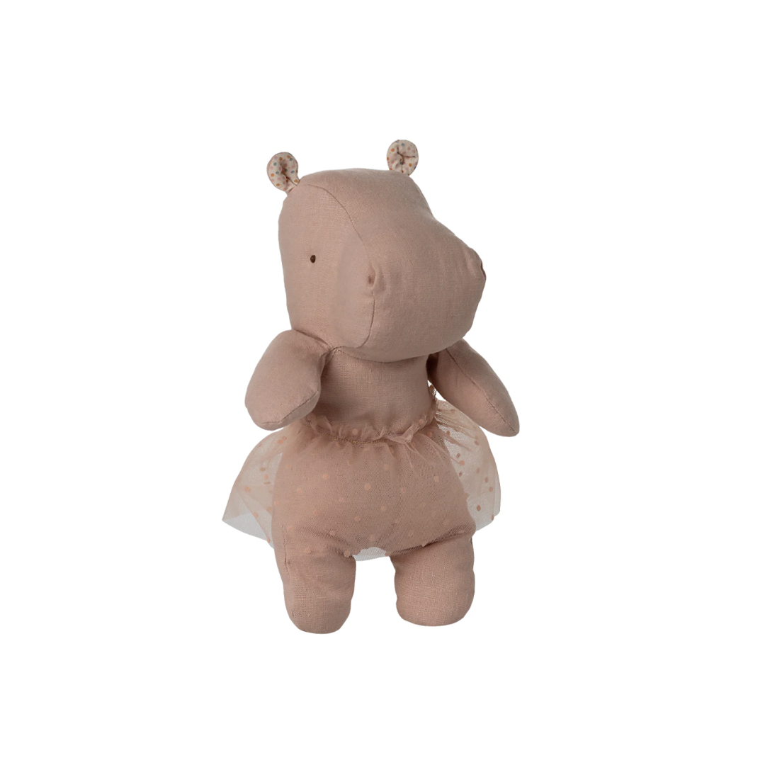 Maileg Safari friends, Hippo w. skirt, Small - Soft rose