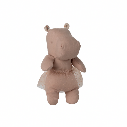 Maileg Safari friends, Hippo w. skirt, Small - Soft rose