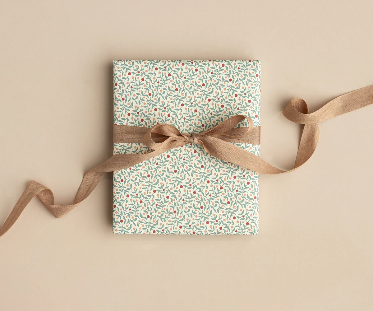 Maileg Gift Wrap, 10m - Berry Branches - Blue