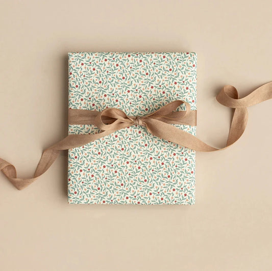 Maileg Gift Wrap, 10m - Berry Branches - Blue