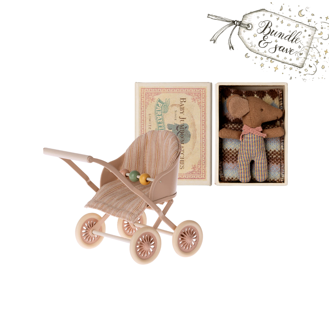 Maileg Baby Girl Stroller Bundle