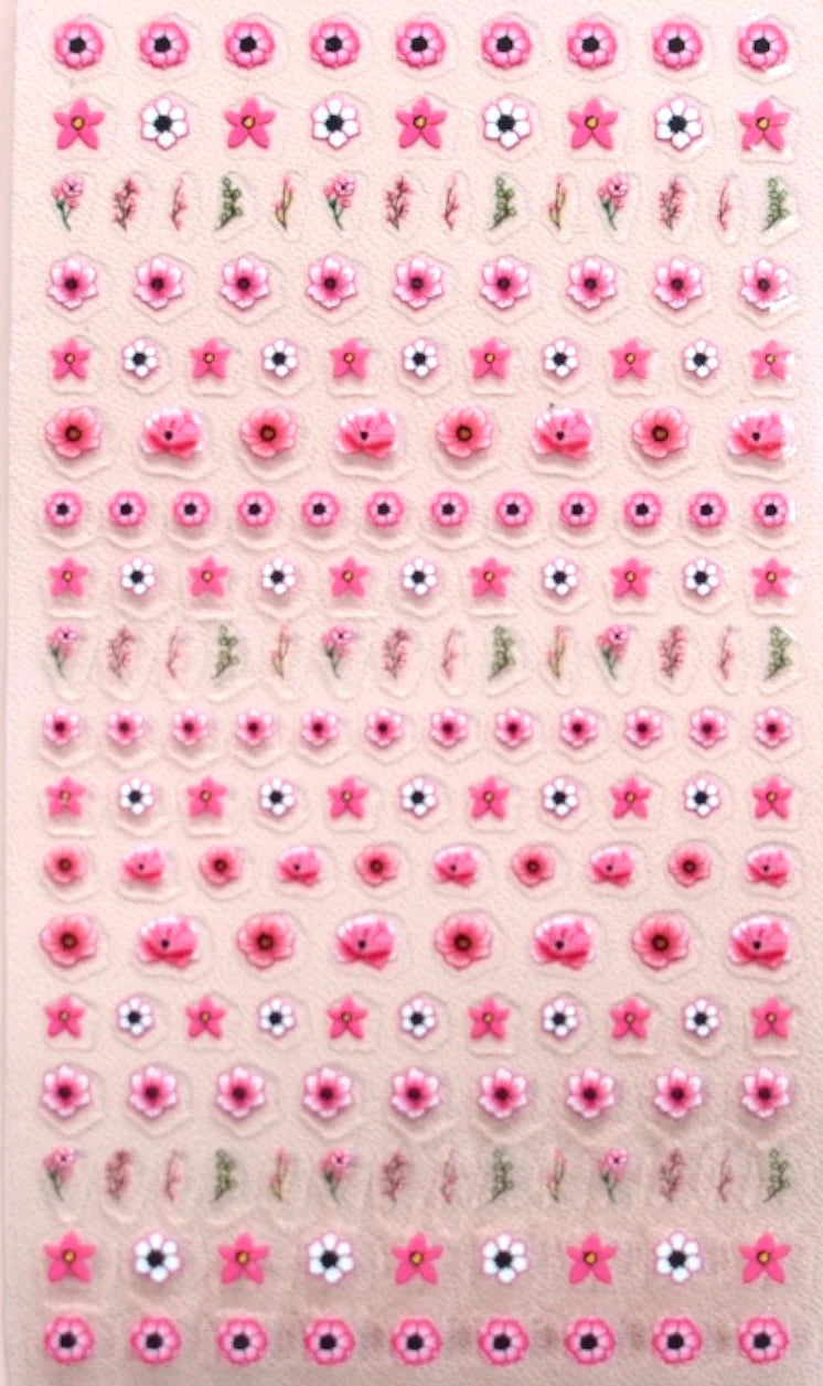 The Natural Play MakeUp Company Pink Flowers Children's Nail Stickers