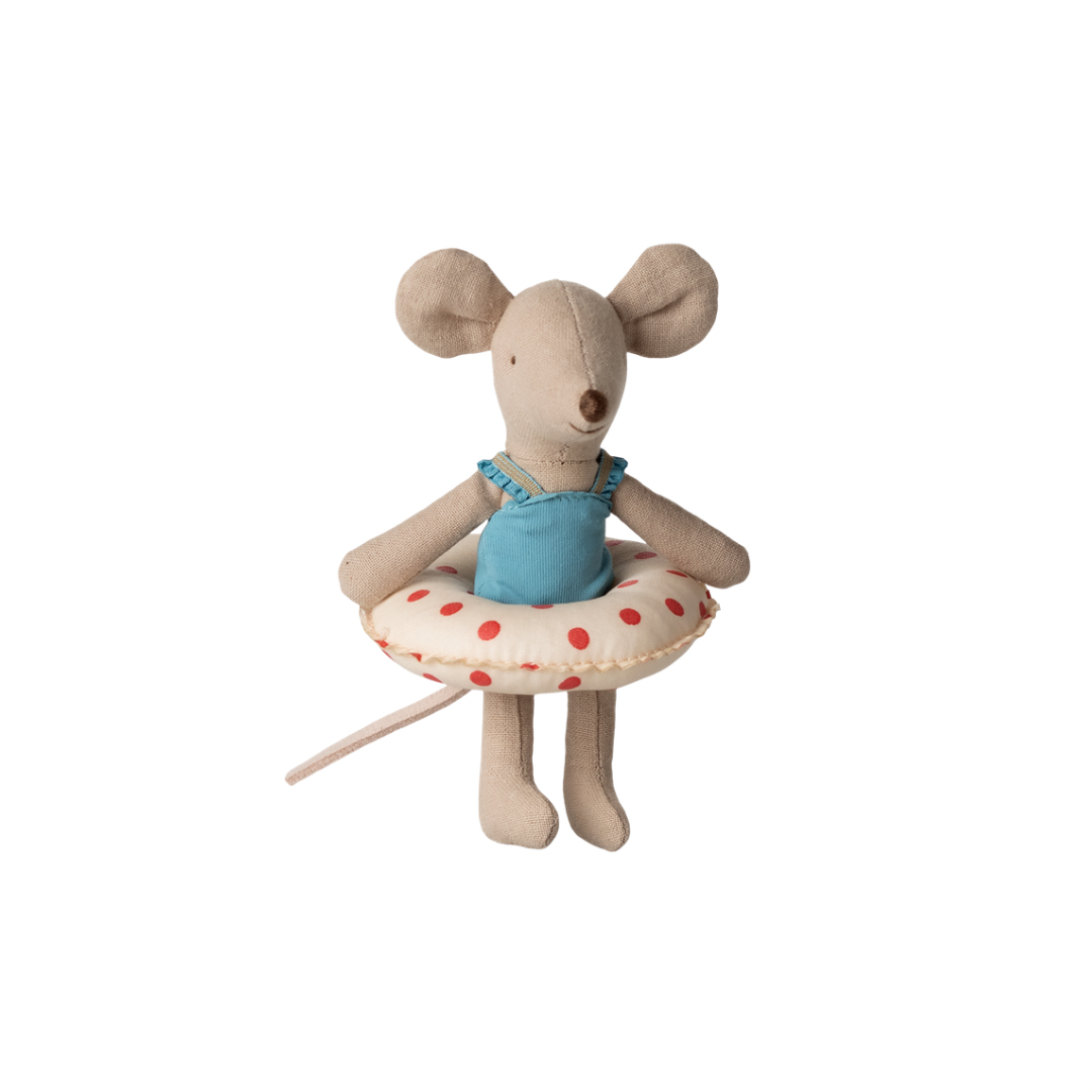 Maileg Beach mouse with float, Little sister - Red dots