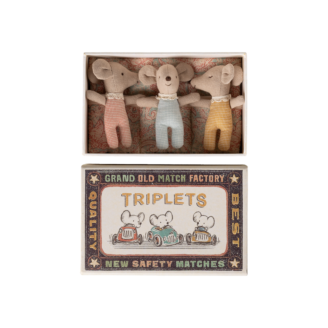 Maileg Baby Mouse Triplets in Matchbox – Checker