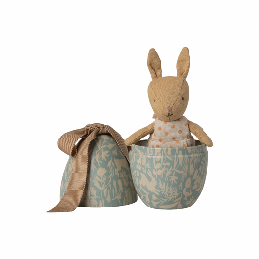 Maileg Easter egg with micro rabbit, Small - Dusty blue
