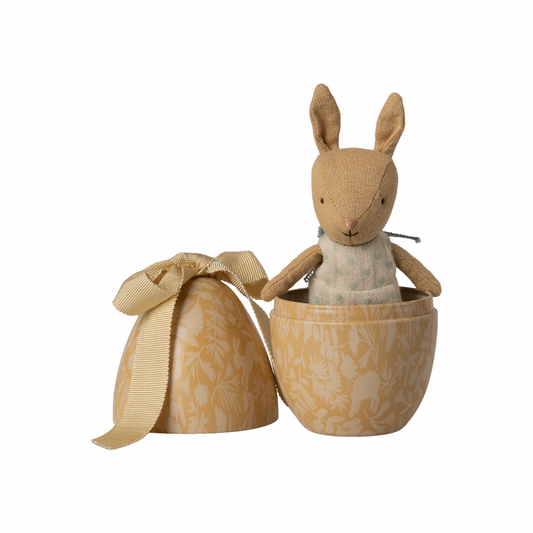 Maileg Easter egg with micro rabbit, Small - Cream yellow