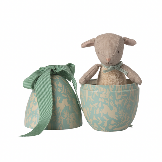 Maileg Easter egg with micro lamb, Small - Dusty mint