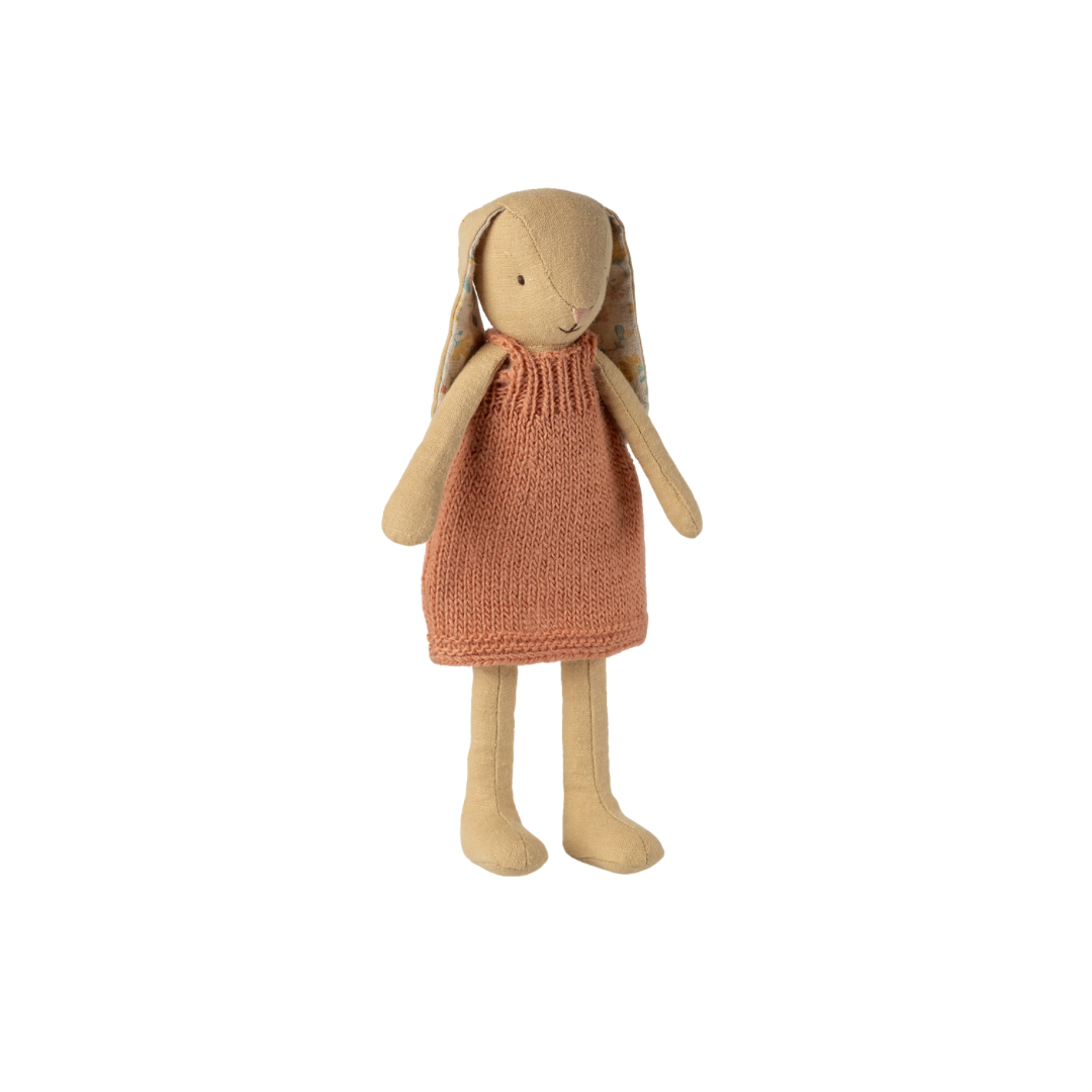 Maileg Bunny, Size 2 - Cream yellow - Knitted dress