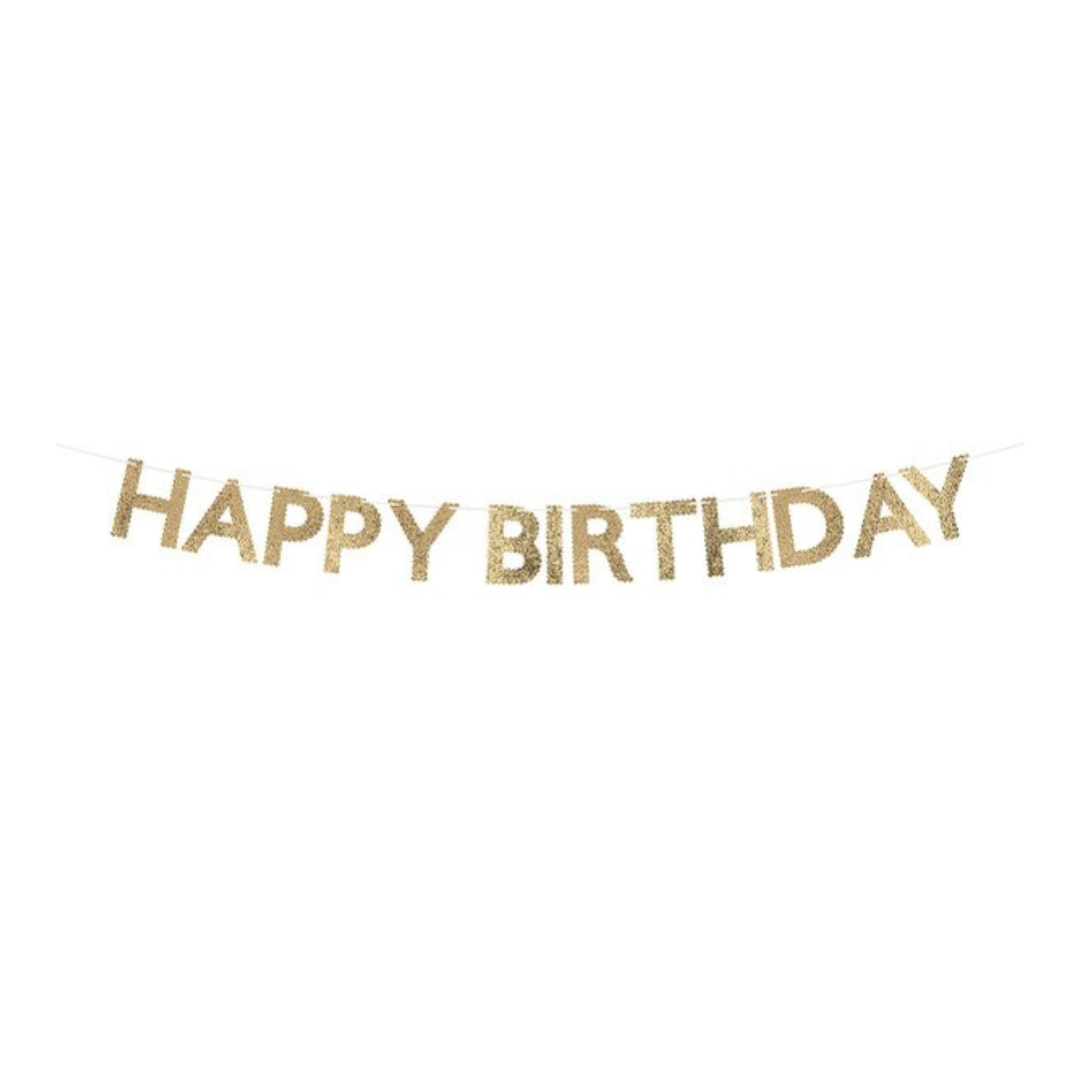 Meri Meri Gold Glitter Happy Birthday Garland