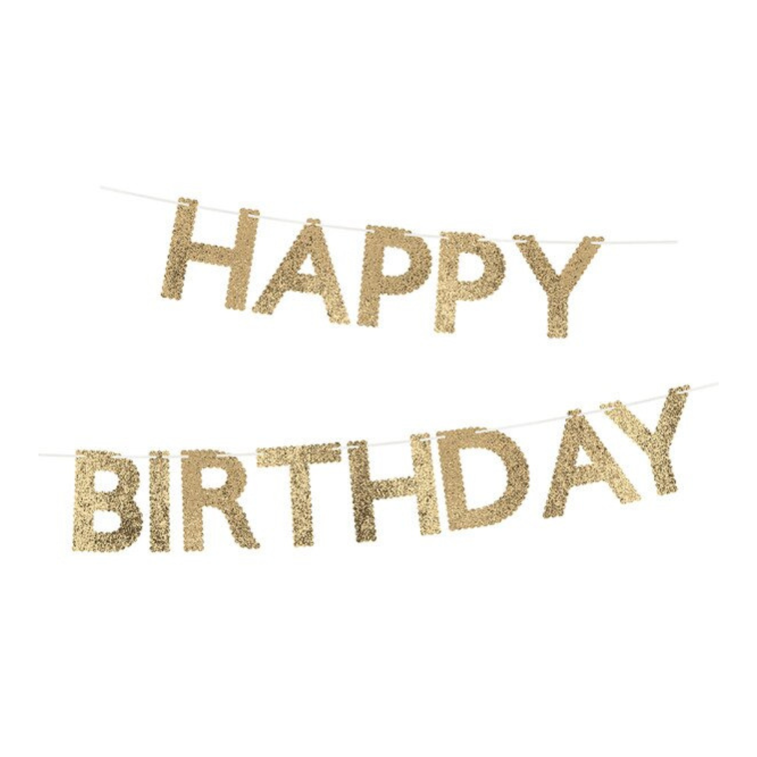 Meri Meri Gold Glitter Happy Birthday Garland