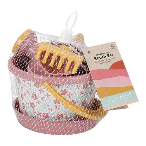 Little Dutch Pink Beach Set - 5 Pieces Pink Flowers