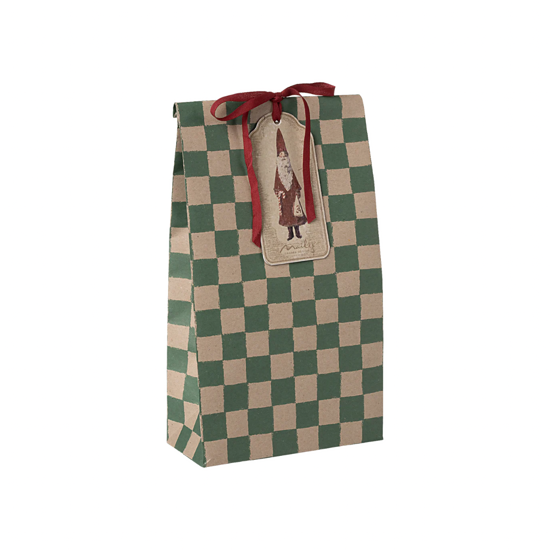Maileg Gift Bag, Medium - Checker Green