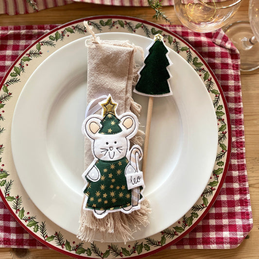 Girl Friday Emboridery Christmas Tree Mouse - Noelle Sprucewhisker, Personalised Christmas Decoration